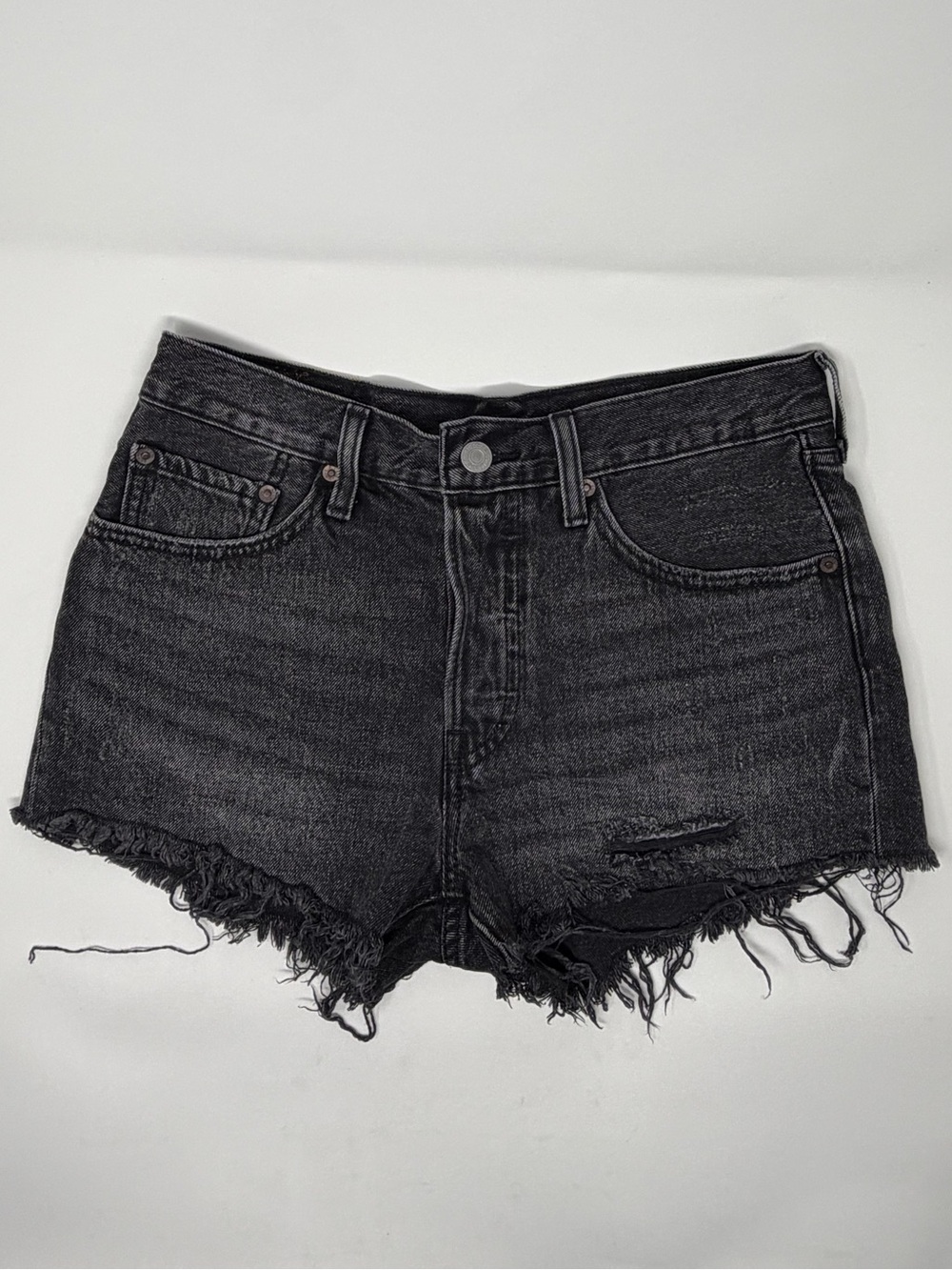 Women’s Levi’s Black Distressed Denim Women’s Shorts Sz. 26